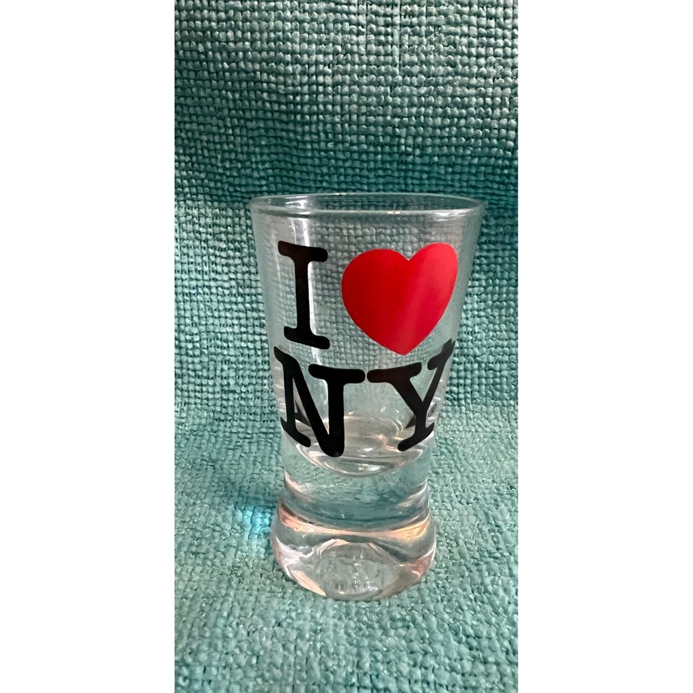 I Love NY Shot Glass Clear Red Heart New York City Souvenir Barware
